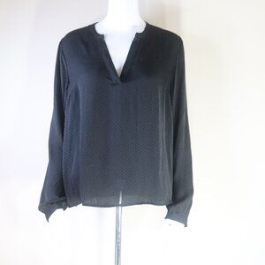 A New Day Black Polka Dot Long Sleeve Womens Blouse Medium